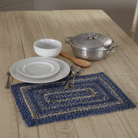 Thumbnail for Great Falls Blue Jute Braided Rect Placemat 12