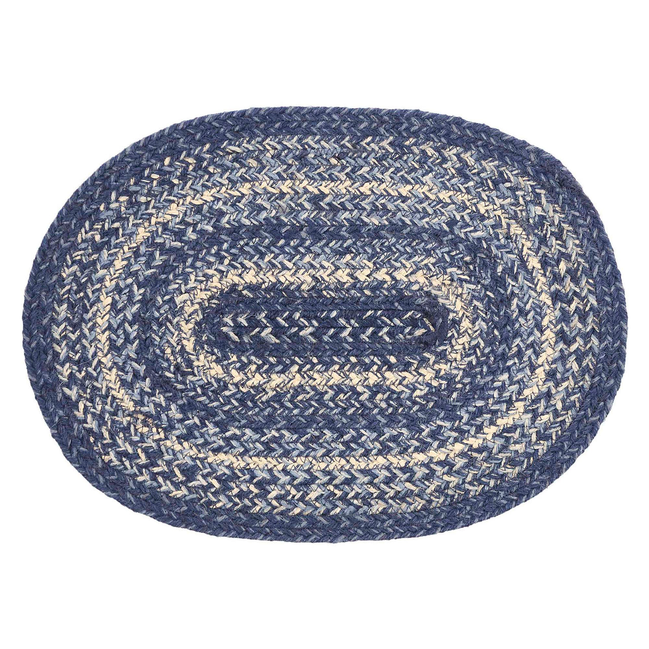 Great Falls Blue Jute Braided Oval Placemat 10"x15" VHC Brands - The Fox Decor