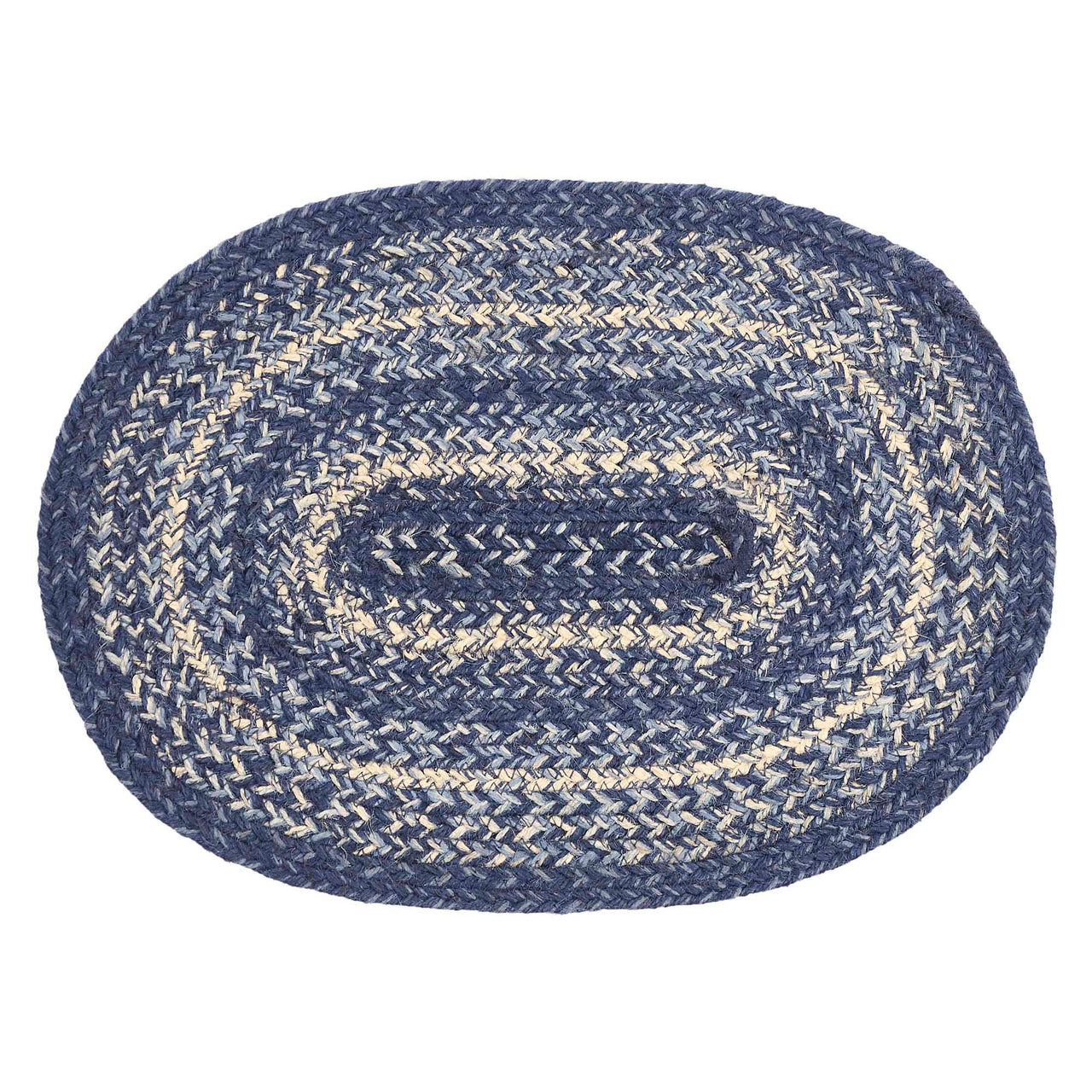 Great Falls Blue Jute Braided Oval Placemat 10"x15" VHC Brands