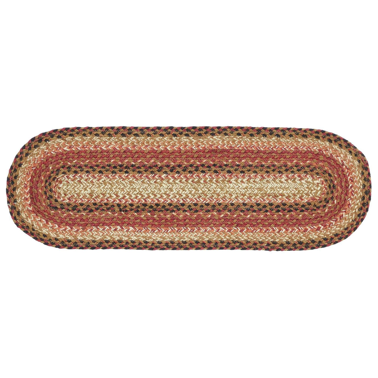 Ginger Spice Jute Stair Tread Oval Latex 8.5x27 VHC Brands - The Fox Decor