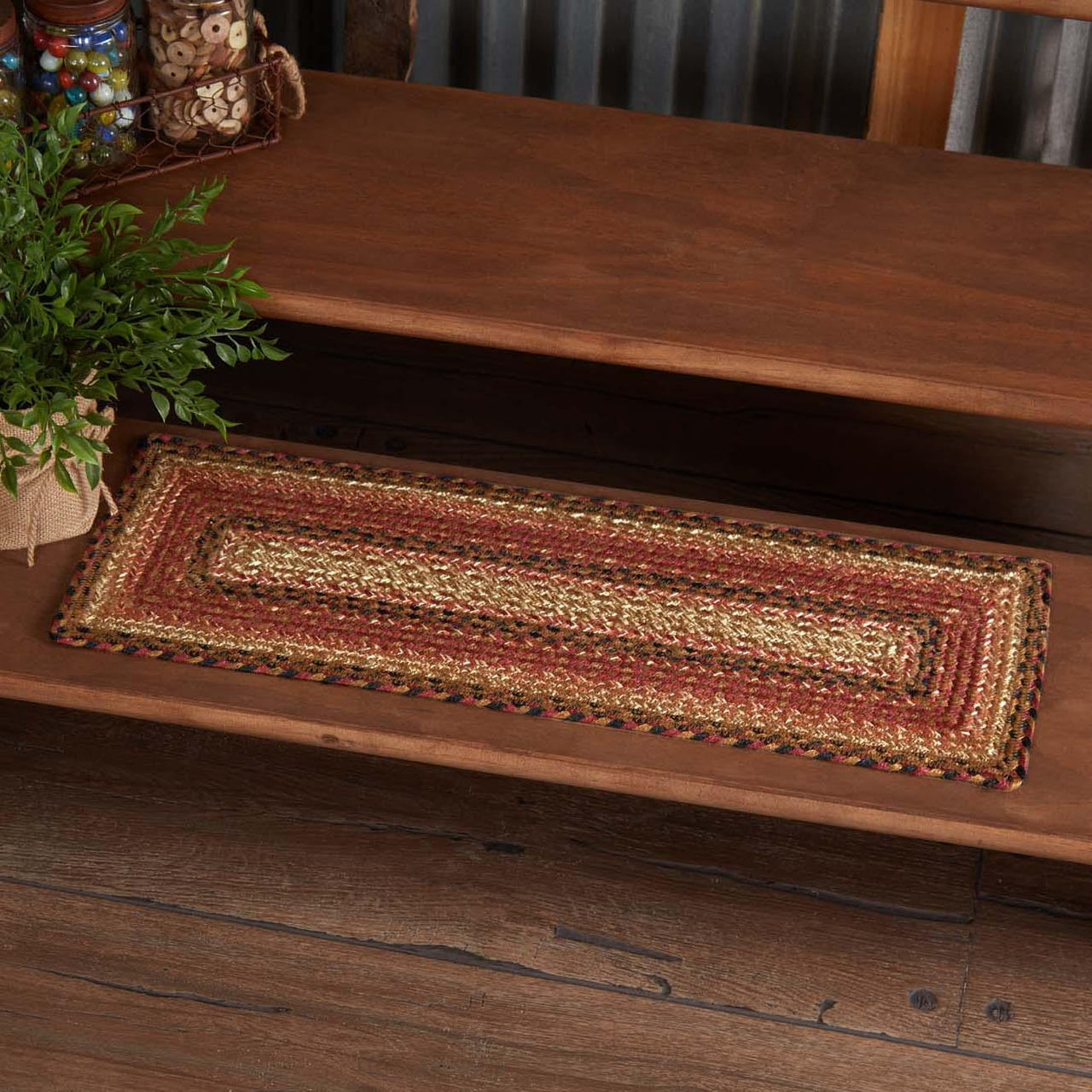 Ginger Spice Jute Stair Tread Rect Latex 8.5x27 VHC Brands - The Fox Decor