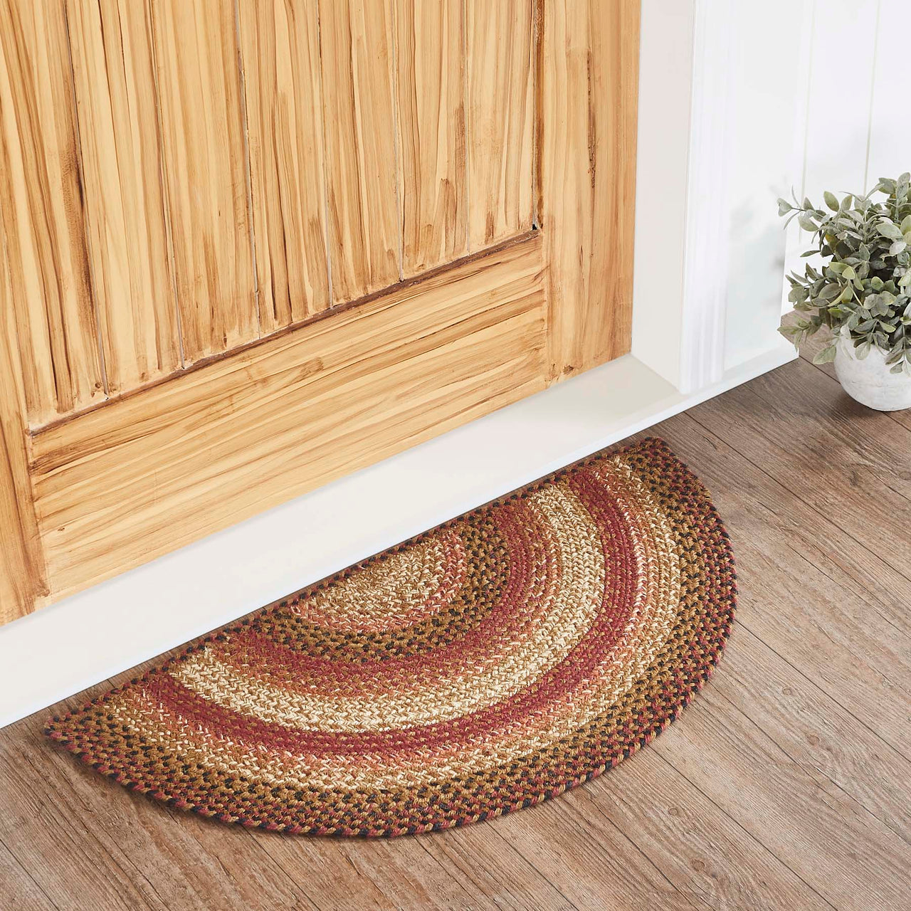 Ginger Spice Jute Braided Rug Half Circle with Rug Pad 16.5"x33" VHC Brands - The Fox Decor