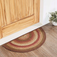 Thumbnail for Ginger Spice Jute Braided Rug Half Circle with Rug Pad 16.5