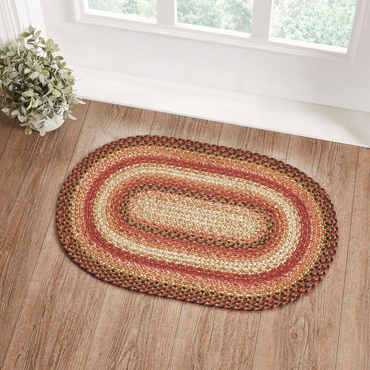 Ginger Spice Jute Braided Rug Oval with Rug Pad 20"x30" VHC Brands