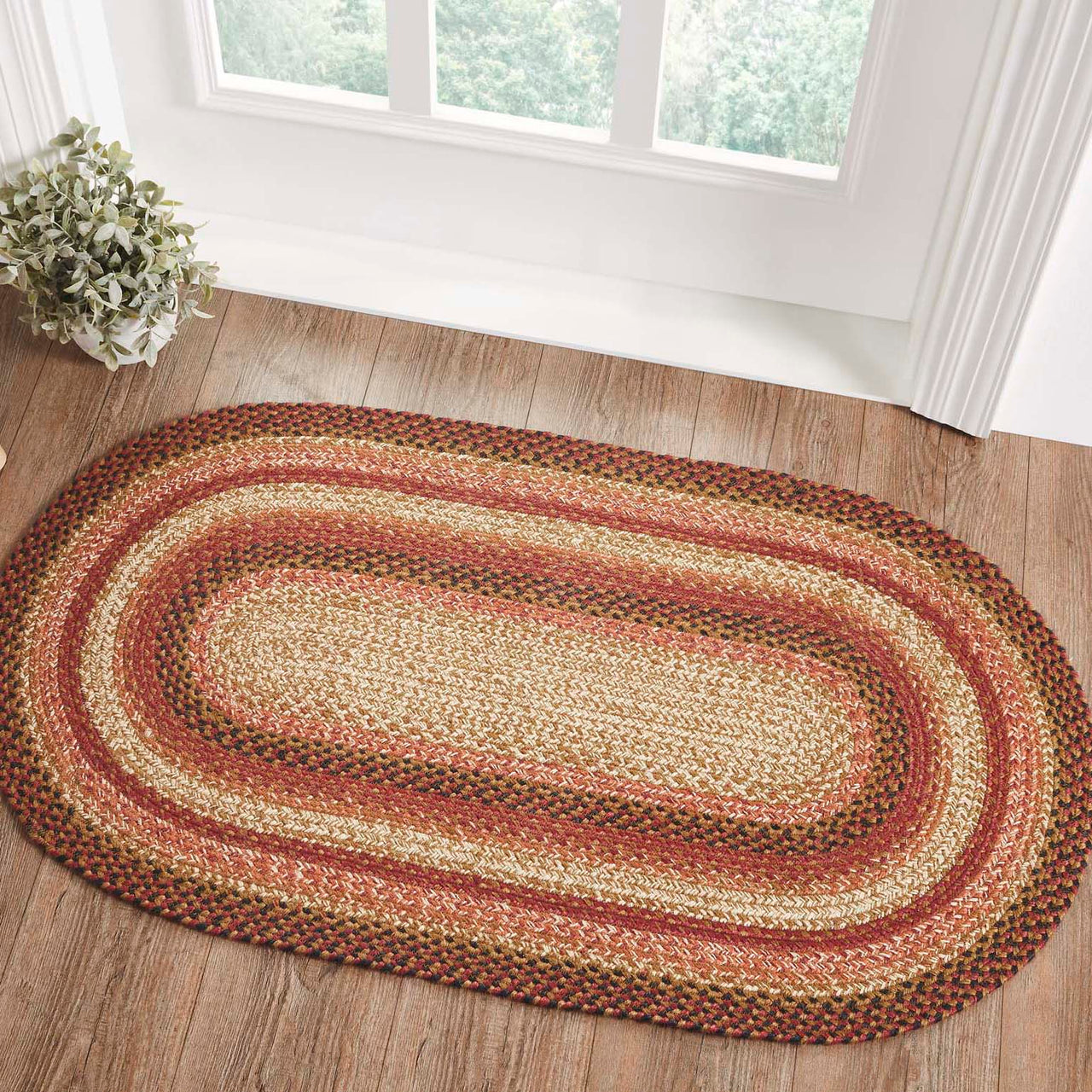 Ginger Spice Jute Braided Rug Oval with Rug Pad 27"x48" VHC Brands