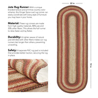 Thumbnail for Ginger Spice Jute Braided Rug/Runner Oval with Rug Pad 22