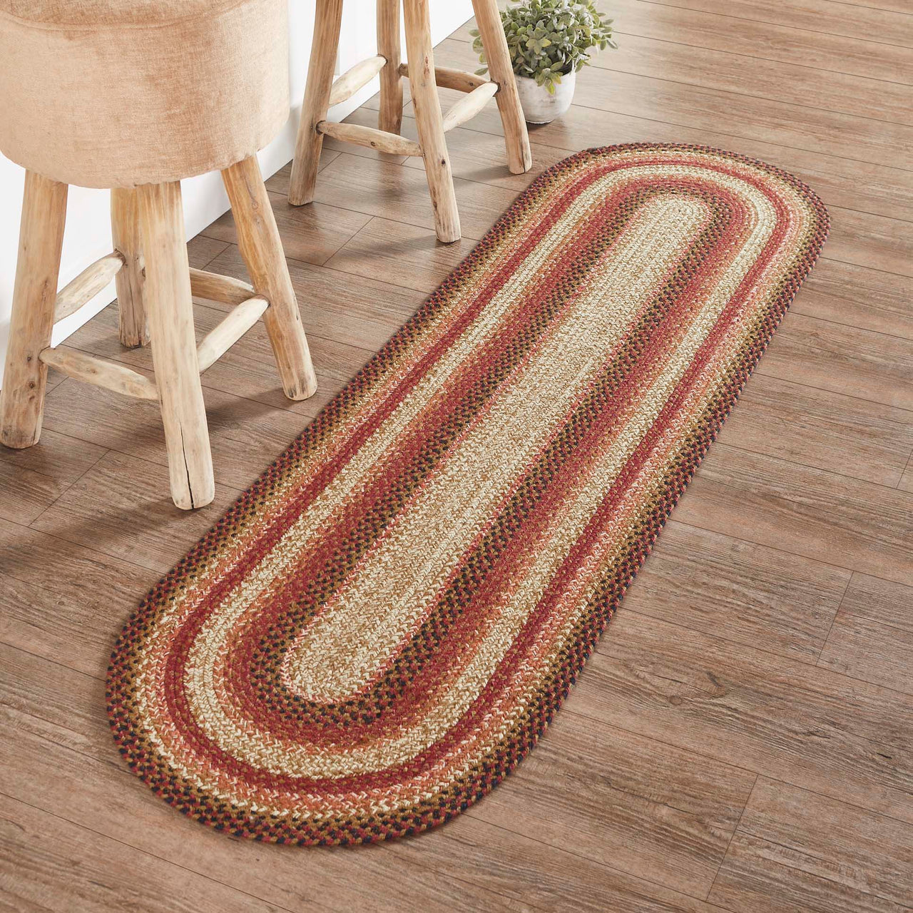 Ginger Spice Jute Braided Rug/Runner Oval with Rug Pad 22"x72" VHC Brands - The Fox Decor