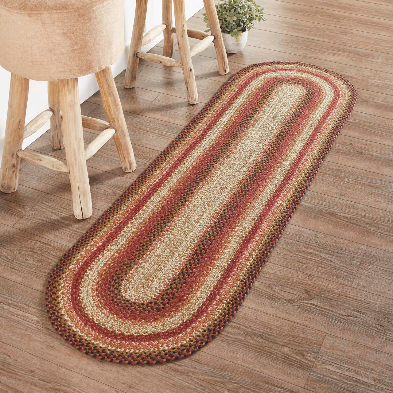 Ginger Spice Jute Braided Rug/Runner Oval with Rug Pad 22"x72" VHC Brands