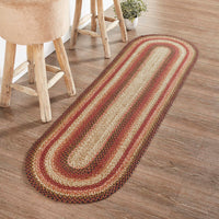 Thumbnail for Ginger Spice Jute Braided Rug/Runner Oval with Rug Pad 22