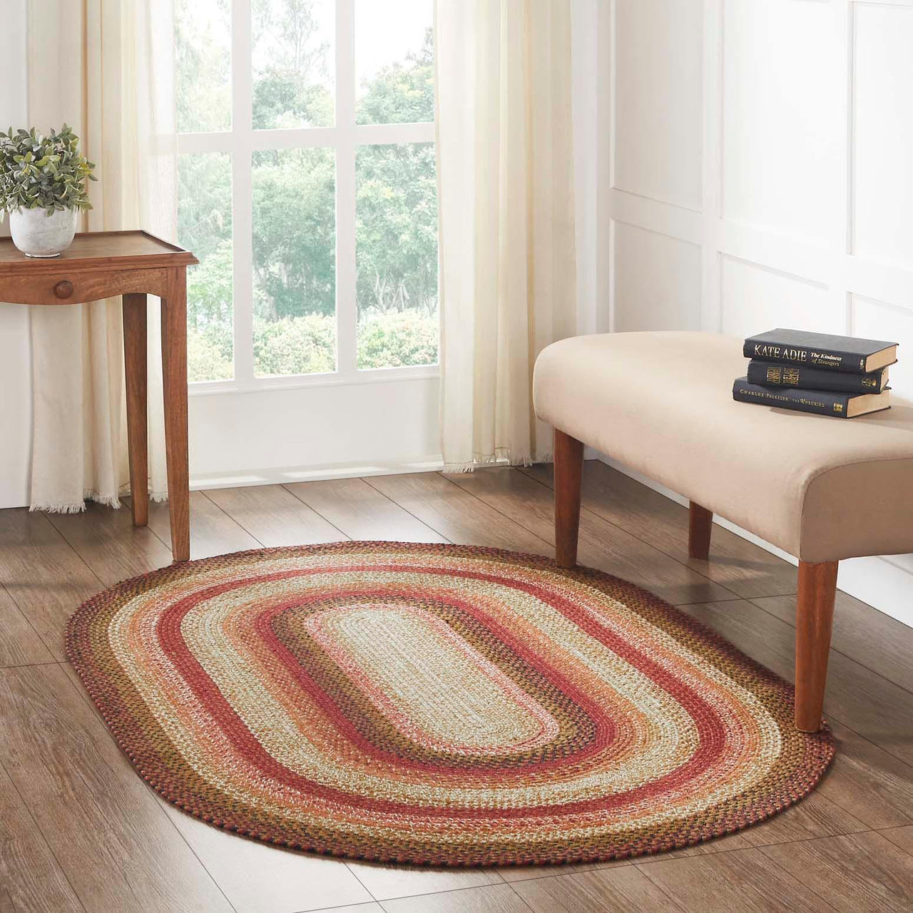 Ginger Spice Jute Braided Rug Oval with Rug Pad 4'x6' VHC Brands