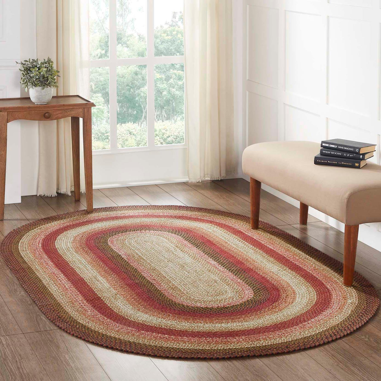 Ginger Spice Jute Braided Rug Oval with Rug Pad 5'x8' VHC Brands - The Fox Decor