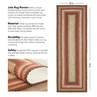 Thumbnail for Ginger Spice Jute Braided Rug/Runner Rect with Rug Pad 22
