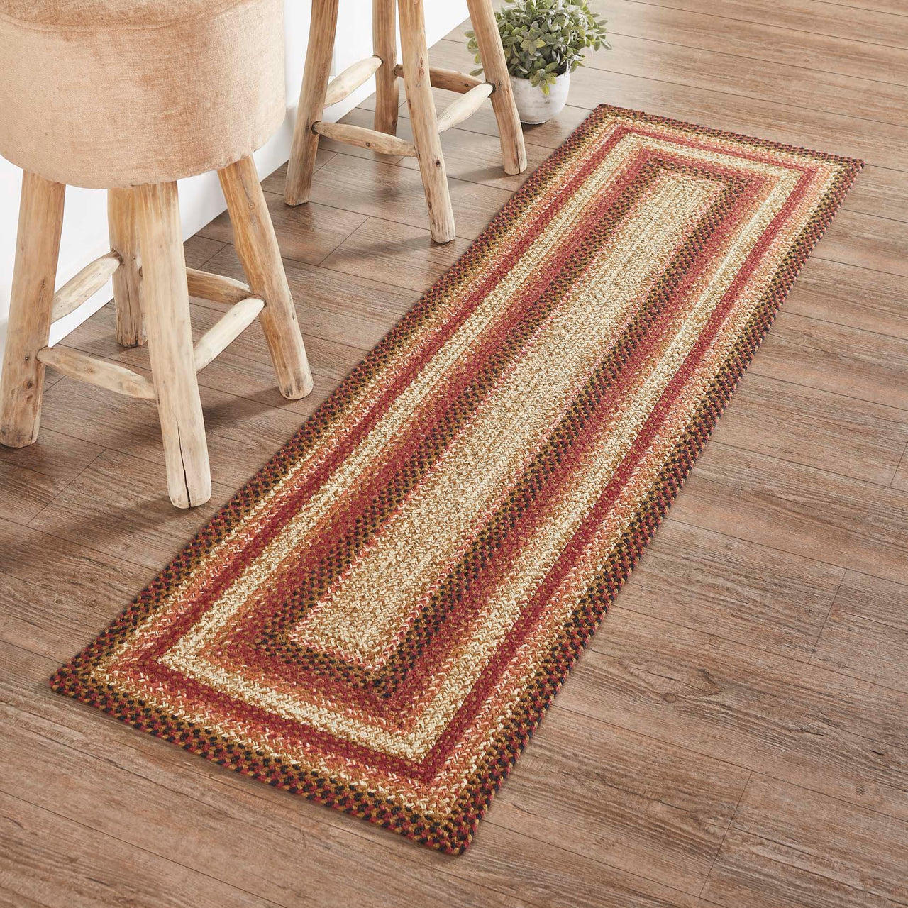 Ginger Spice Jute Braided Rug/Runner Rect with Rug Pad 22"x72" VHC Brands