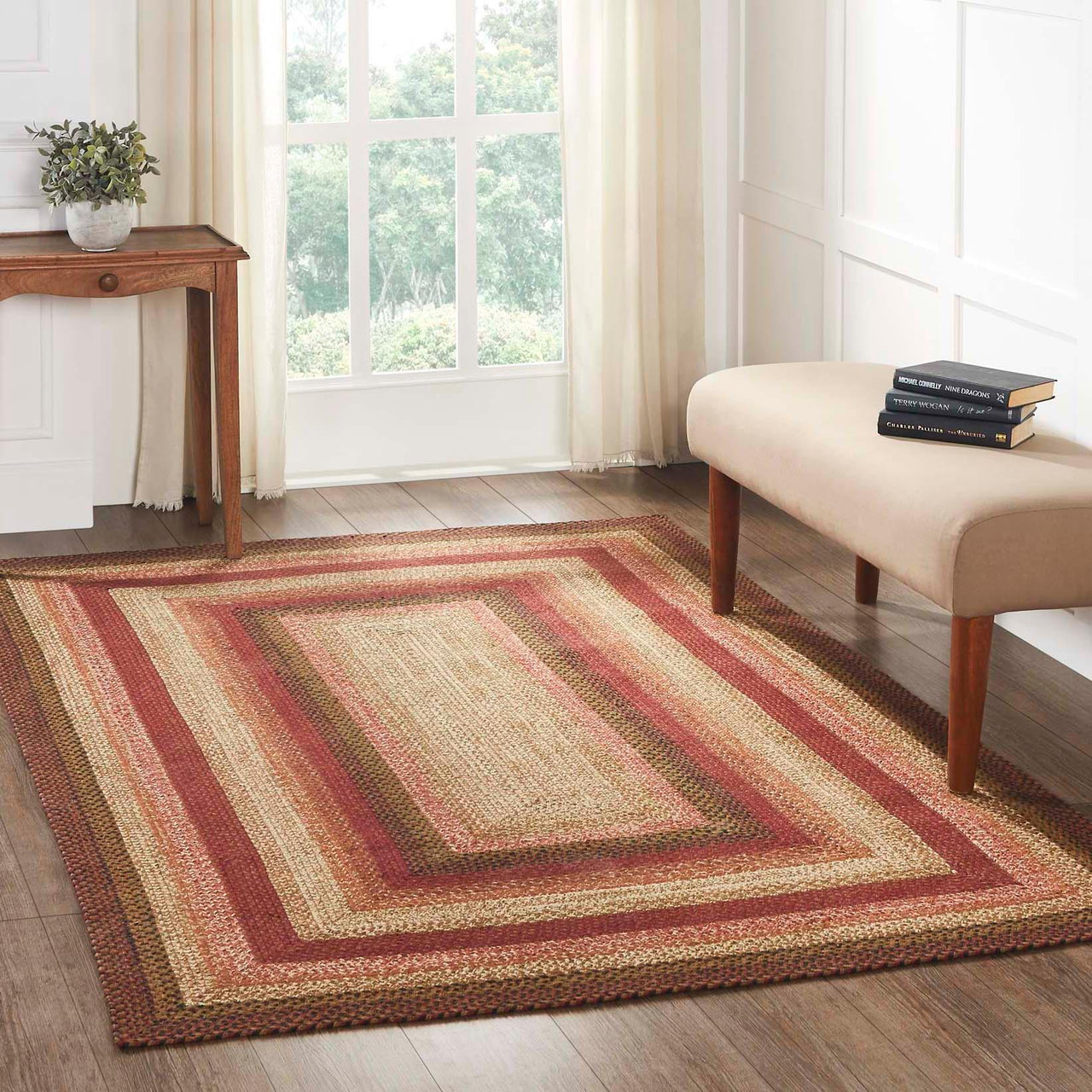 Ginger Spice Jute Braided Rug Rect with Rug Pad 5'x8' VHC Brands - The Fox Decor