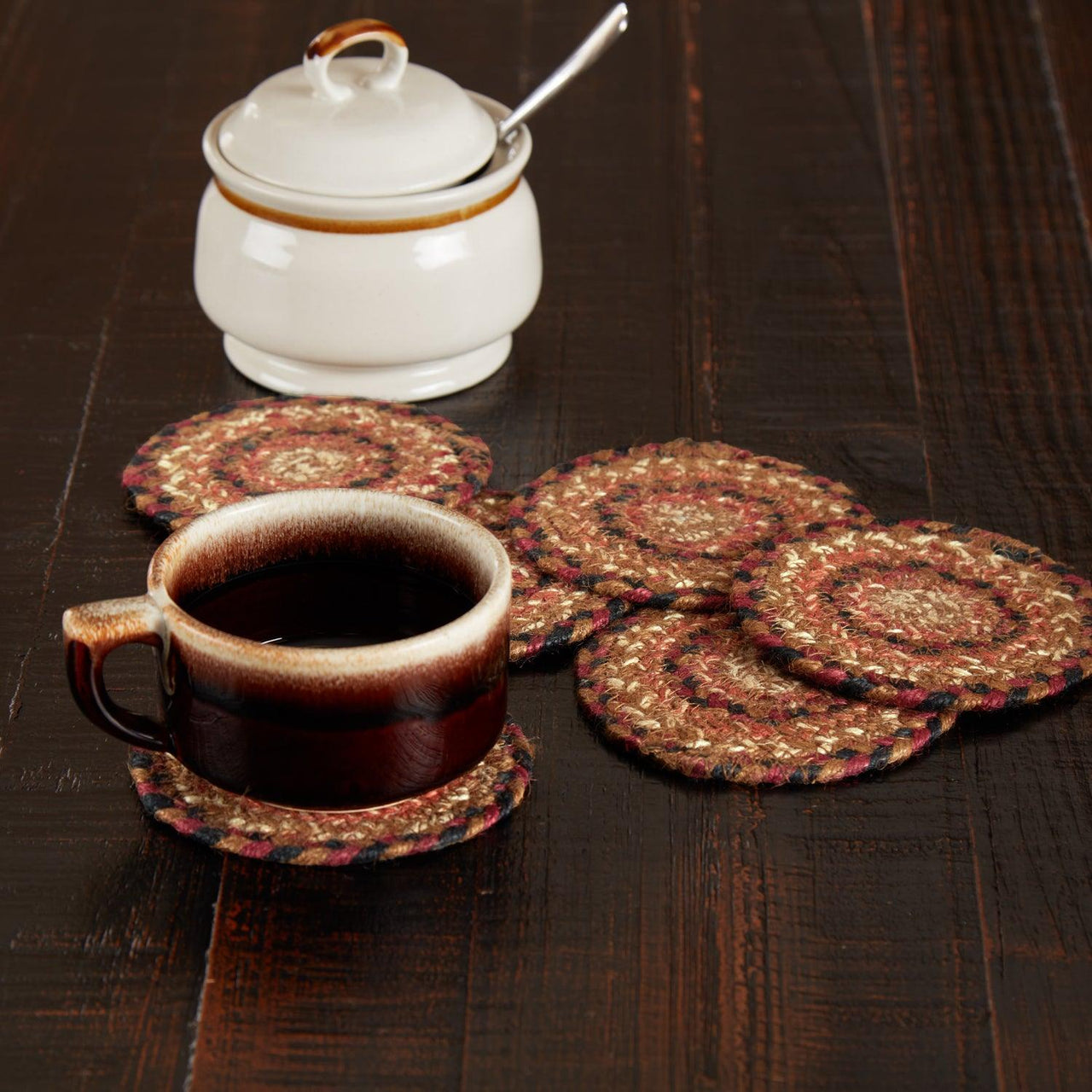 Ginger Spice Jute Coaster Set of 6 VHC Brands - The Fox Decor