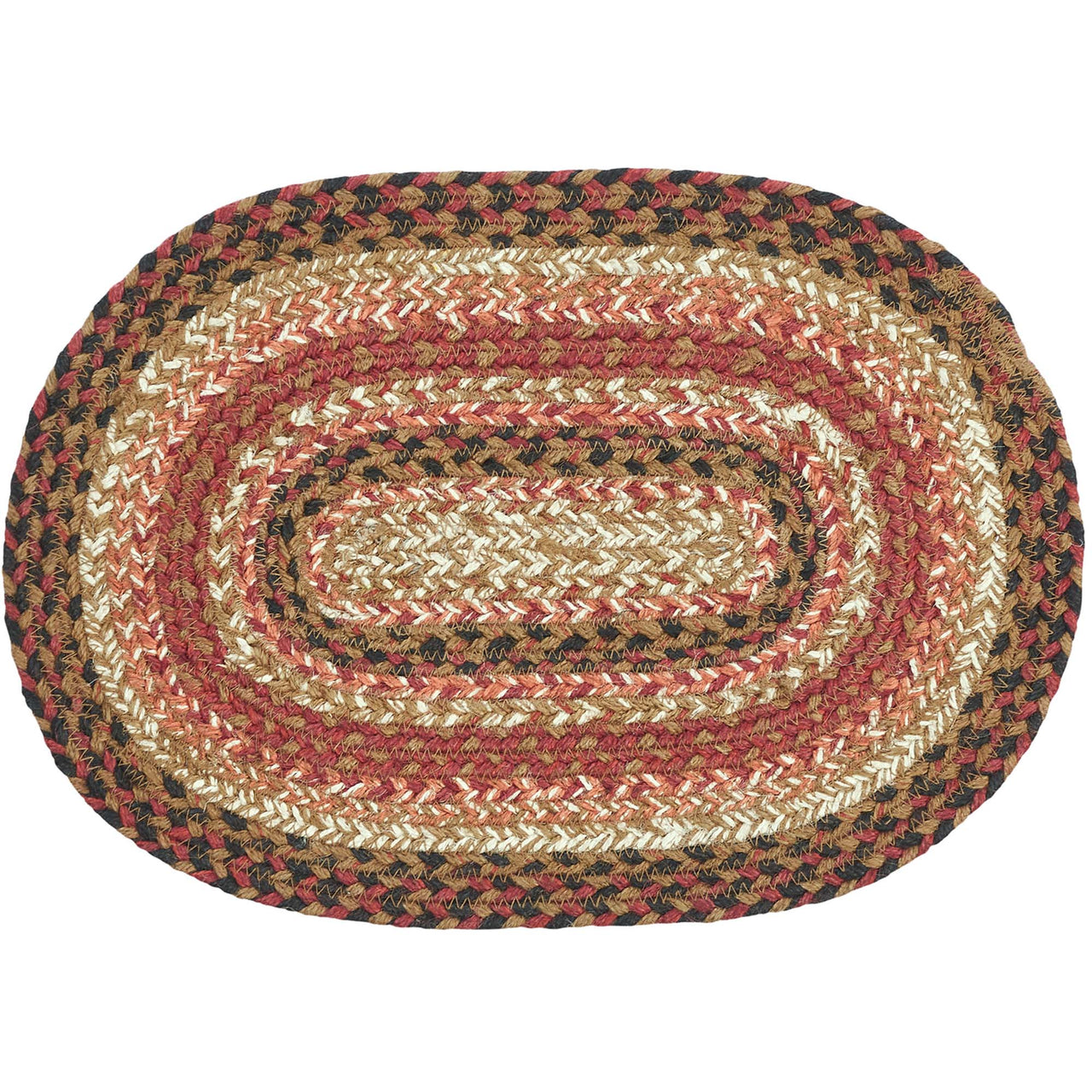 Ginger Spice Jute Braided Oval Placemat 10"x15" VHC Brands - The Fox Decor
