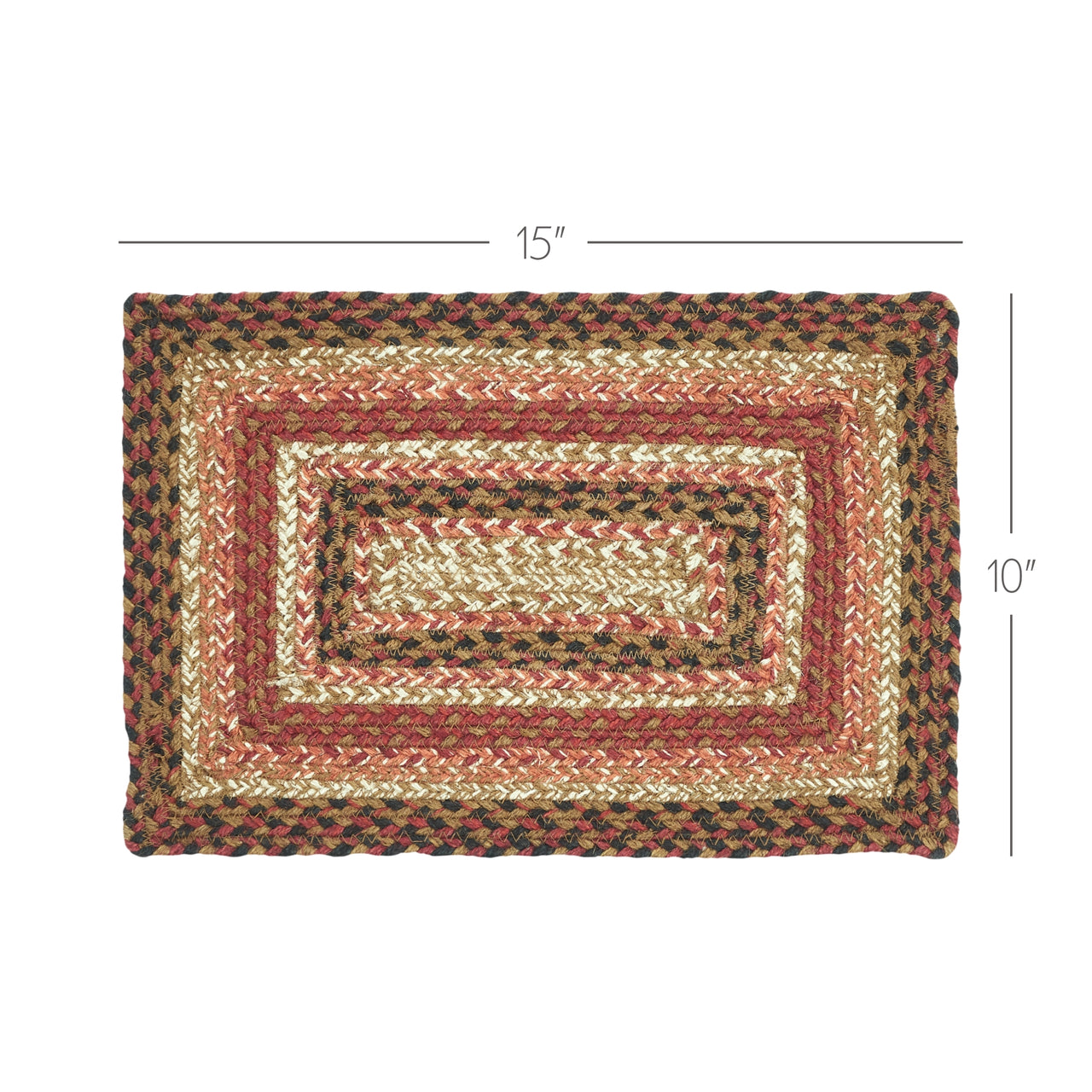 Ginger Spice Jute Braided Rect Placemat 10"x15" VHC Brands - The Fox Decor