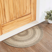 Thumbnail for Cobblestone Jute Braided Rug Half Circle with Rug Pad 16.5