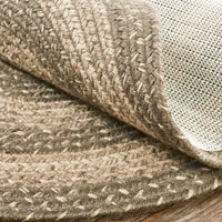 Cobblestone Jute Braided Oval Rug with Rug Pad 27