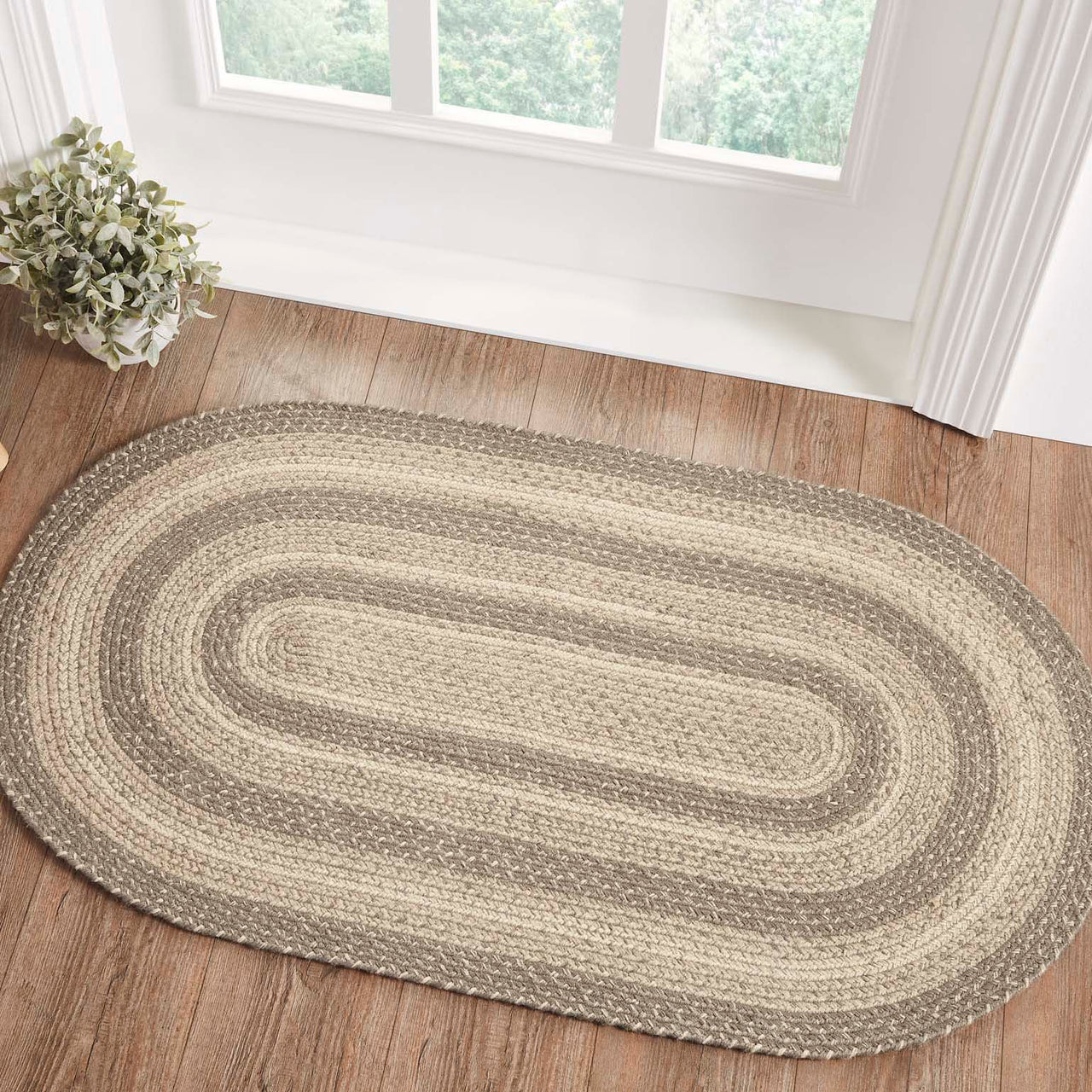 Cobblestone Jute Braided Oval Rug with Rug Pad 27"x48" VHC Brands