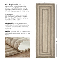 Thumbnail for Cobblestone Jute Braided Rug/Runner Rect with Rug Pad 22