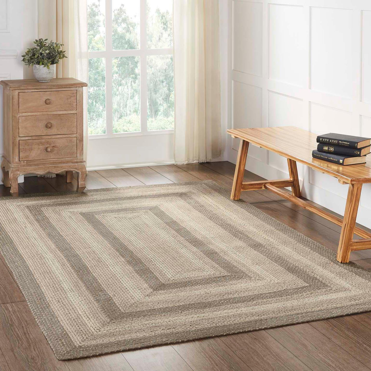 Cobblestone Jute Braided Rug Rect with Rug Pad 5'x8' VHC Brands - The Fox Decor