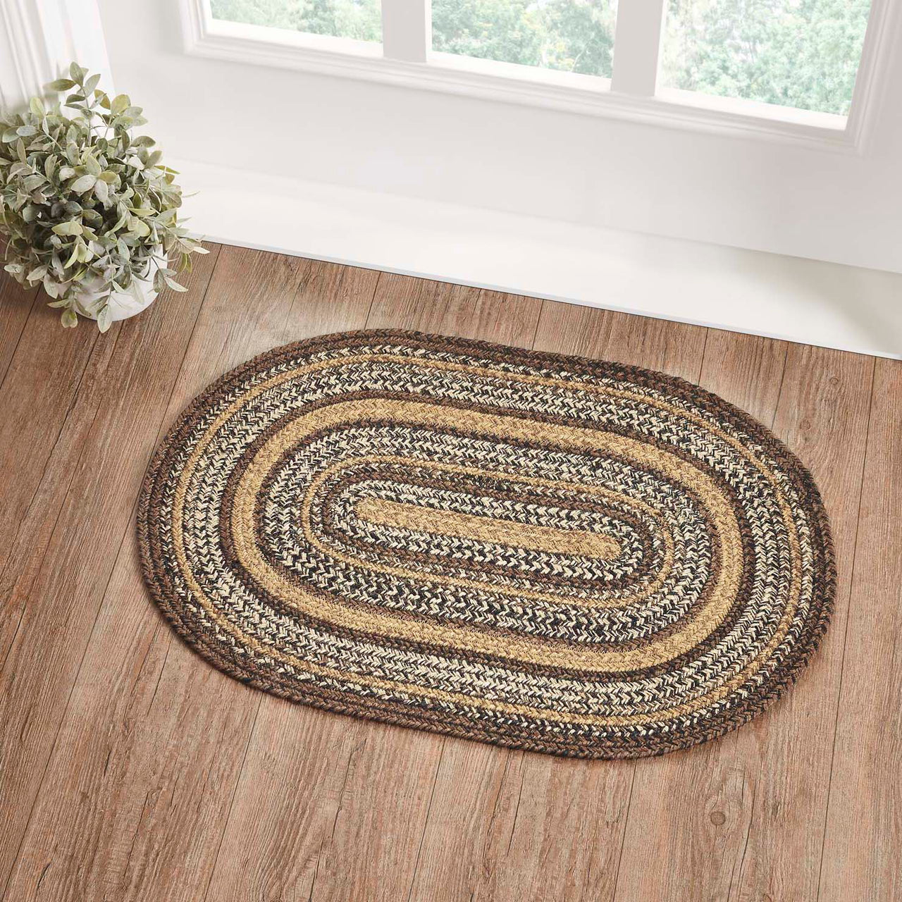 Espresso Jute Braided Rug Oval with Rug Pad 20"x30" VHC Brands