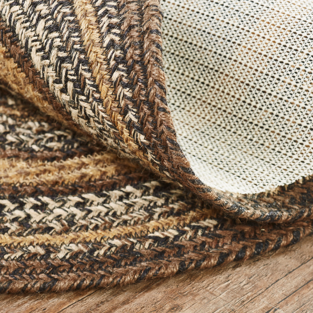 Espresso Jute Braided Rug Oval with Rug Pad 20"x30" VHC Brands