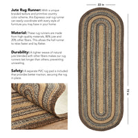 Thumbnail for Espresso Jute Braided Rug/Runner Oval with Rug Pad 22