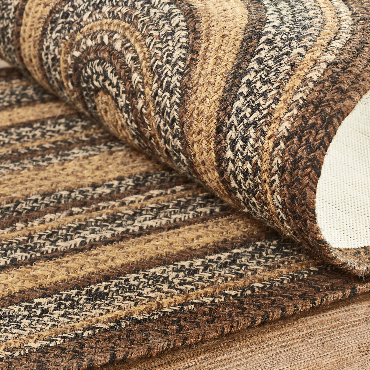 Espresso Jute Braided Rug/Runner Oval with Rug Pad 22"x72" VHC Brands - The Fox Decor