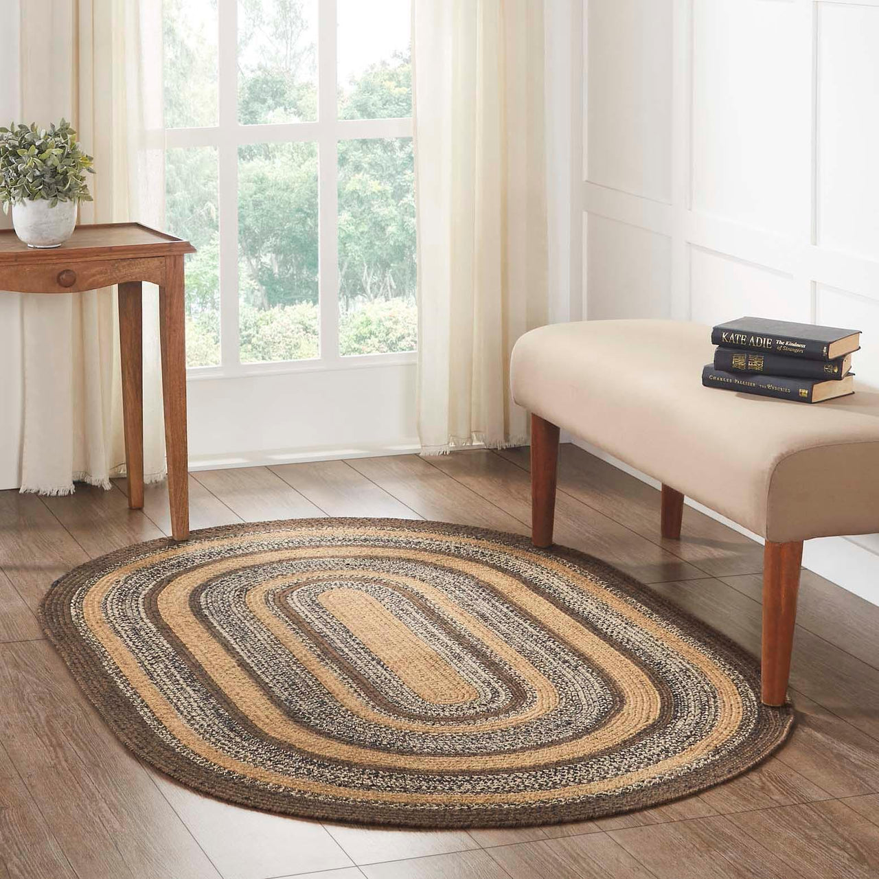 Espresso Jute Braided Rug Oval with Rug Pad 4'x6' VHC Brands - The Fox Decor