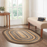 Thumbnail for Espresso Jute Braided Rug Oval with Rug Pad 4'x6' VHC Brands