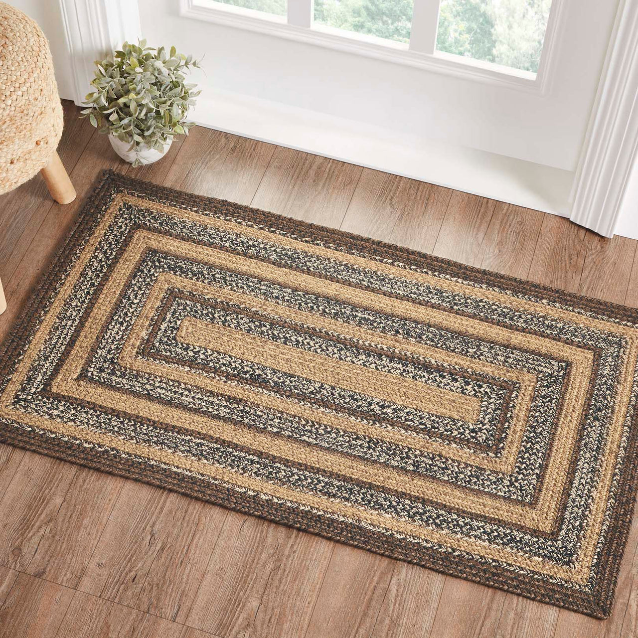 Espresso Jute Braided Rug Rect with Rug Pad 27"x48" VHC Brands