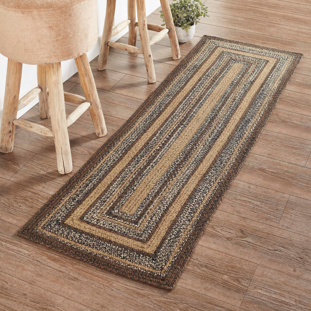 Espresso Jute Braided Rug/Runner Rect with Rug Pad 22"x72" VHC Brands