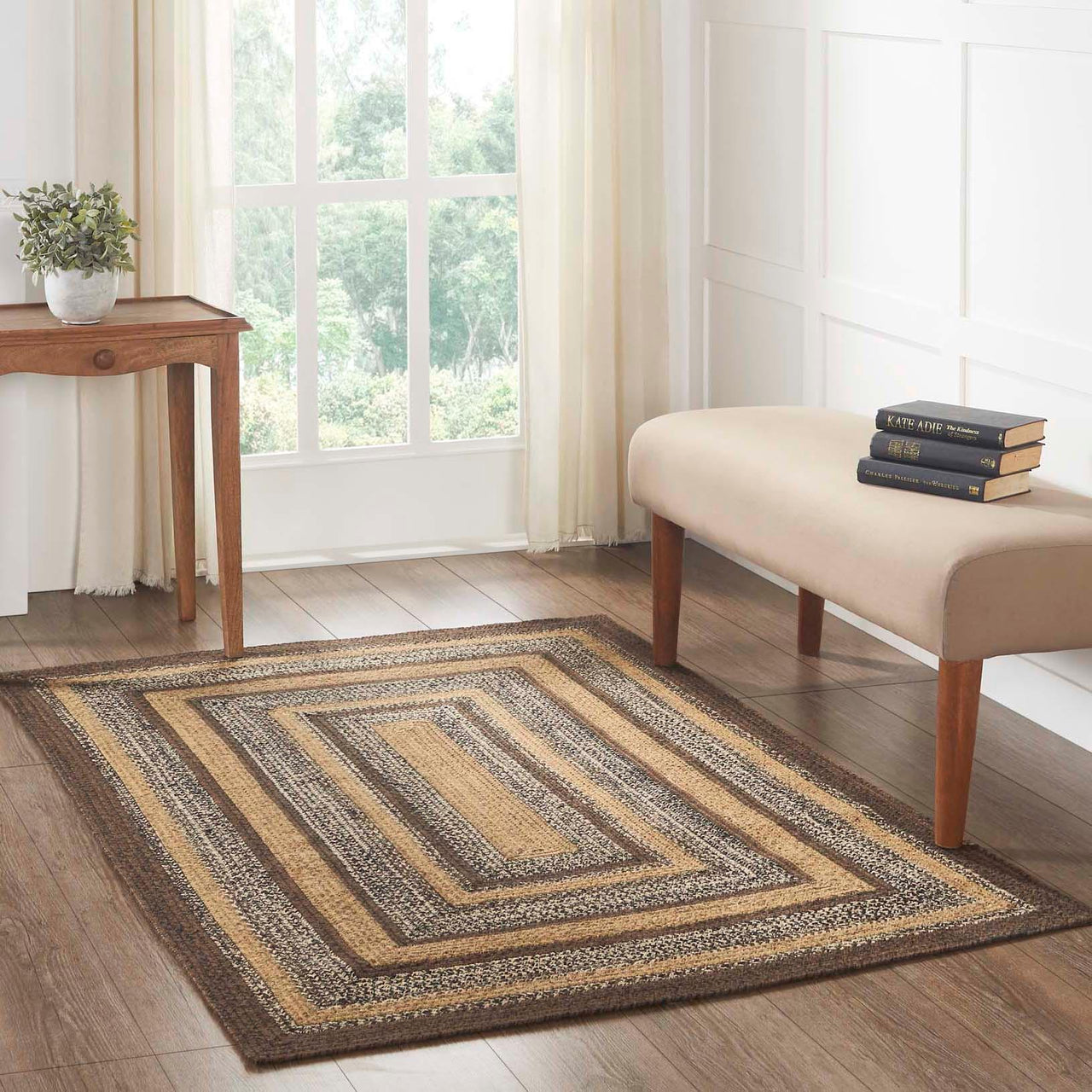 Espresso Jute Braided Rug Rect with Rug Pad 4'x6' VHC Brands - The Fox Decor