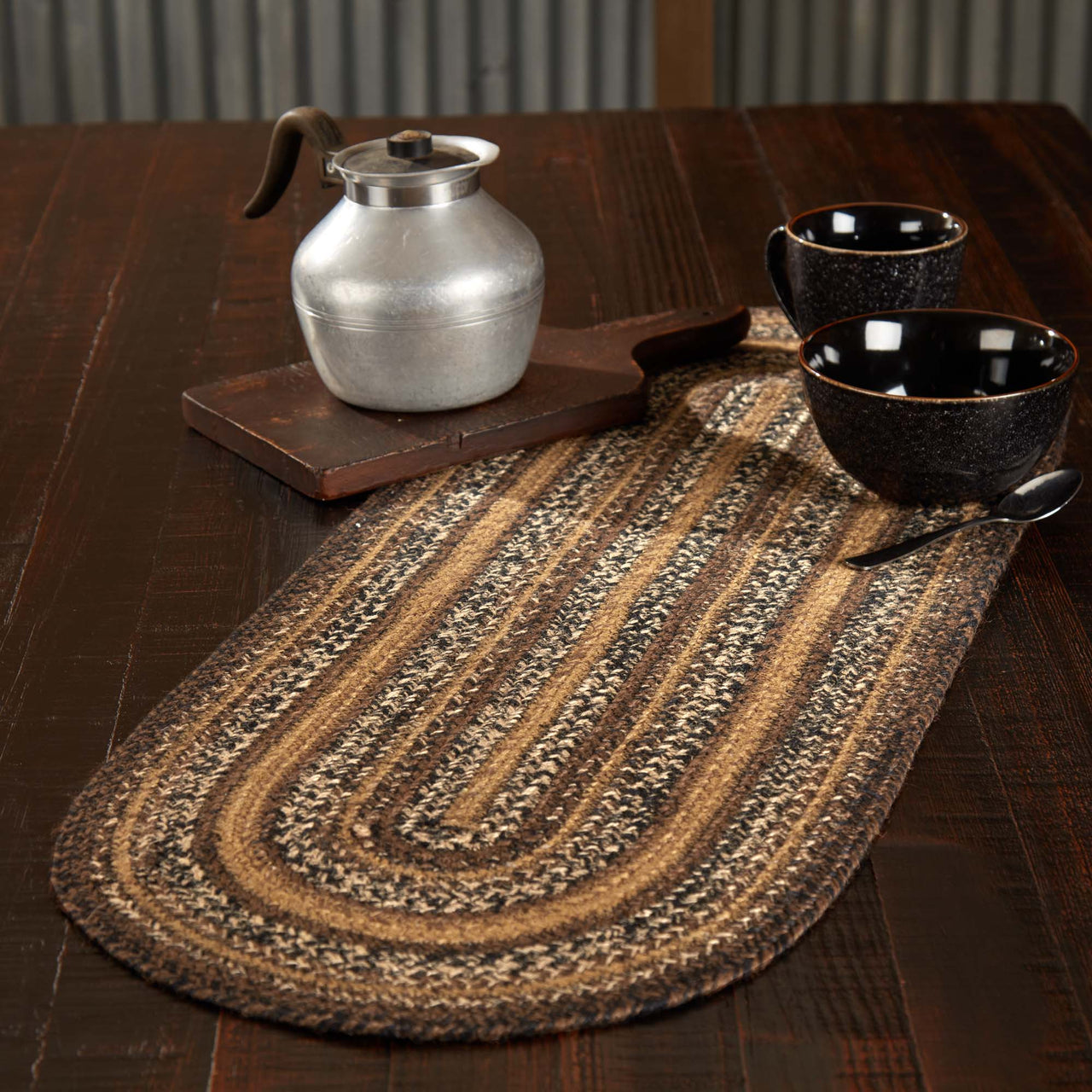 Espresso Jute Braided Oval Runner 13"x36" VHC Brands