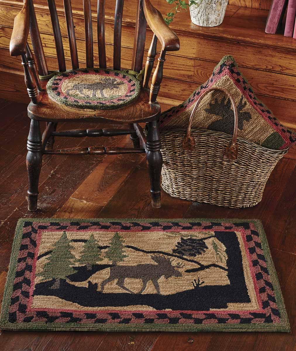 Moose Hooked Rug - 2x3 Park Designs