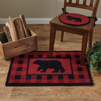 Thumbnail for Buffalo Check Bear Hooked Rug - 2x3 Park Designs