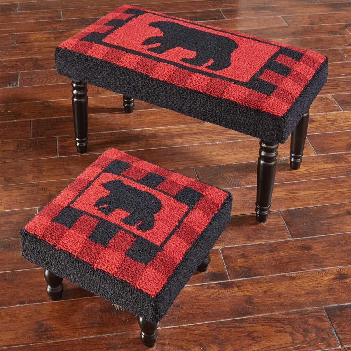 Buffalo Check Bear Bench Park Designs - The Fox Decor