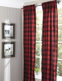 Thumbnail for Buffalo Check Lined Panel Pairs Curtain 84
