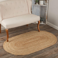 Thumbnail for Natural Jute Braided Rug Oval 3'x5' with Rug Pad VHC Brands