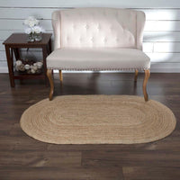 Thumbnail for Natural Jute Braided Rug Oval 3'x5' with Rug Pad VHC Brands - The Fox Decor