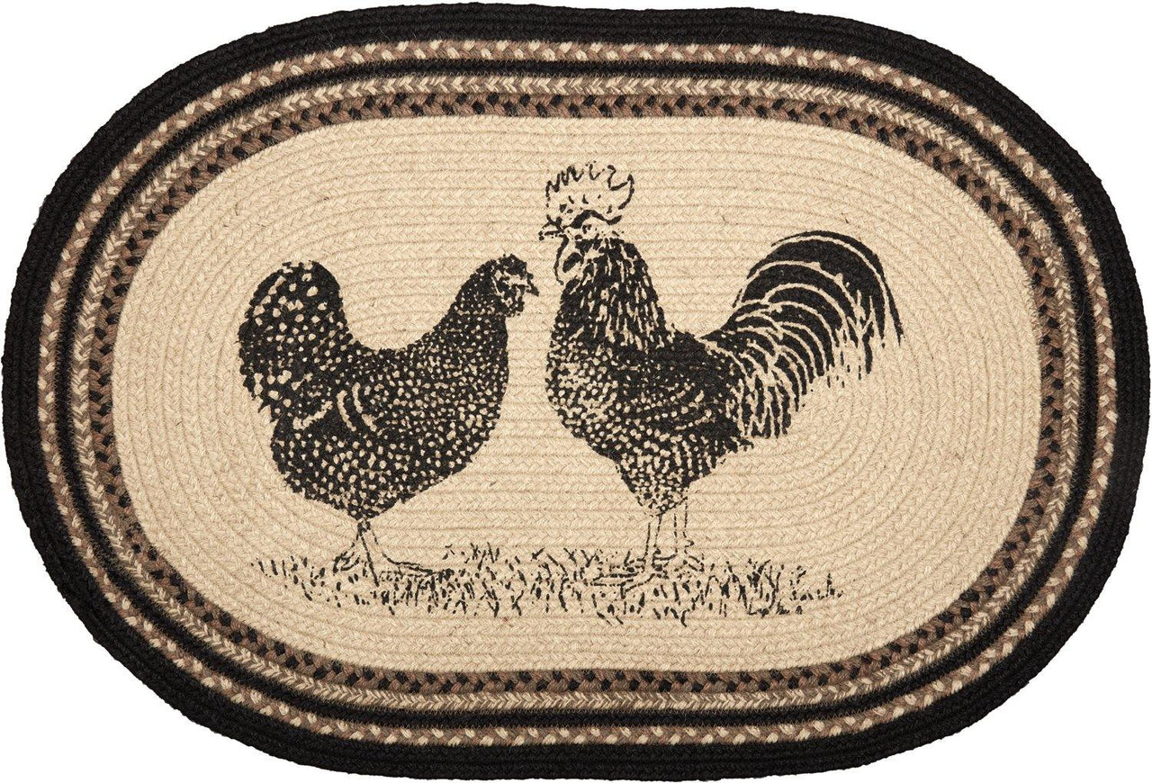 Sawyer Mill Charcoal Poultry Jute Braided Rug Oval 20"x30" with Rug Pad VHC Brands - The Fox Decor