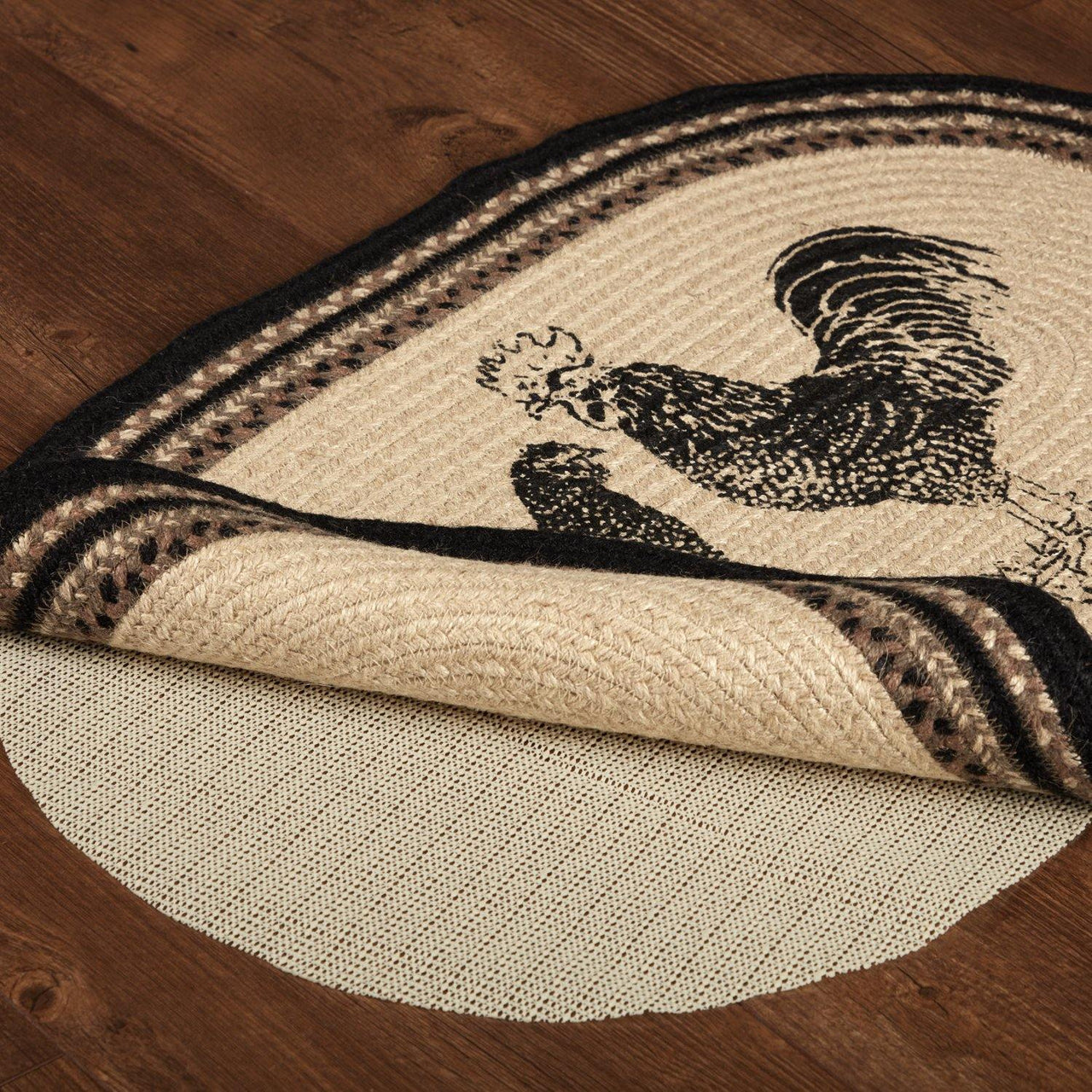 Sawyer Mill Charcoal Poultry Jute Braided Rug Oval 20"x30" with Rug Pad VHC Brands - The Fox Decor