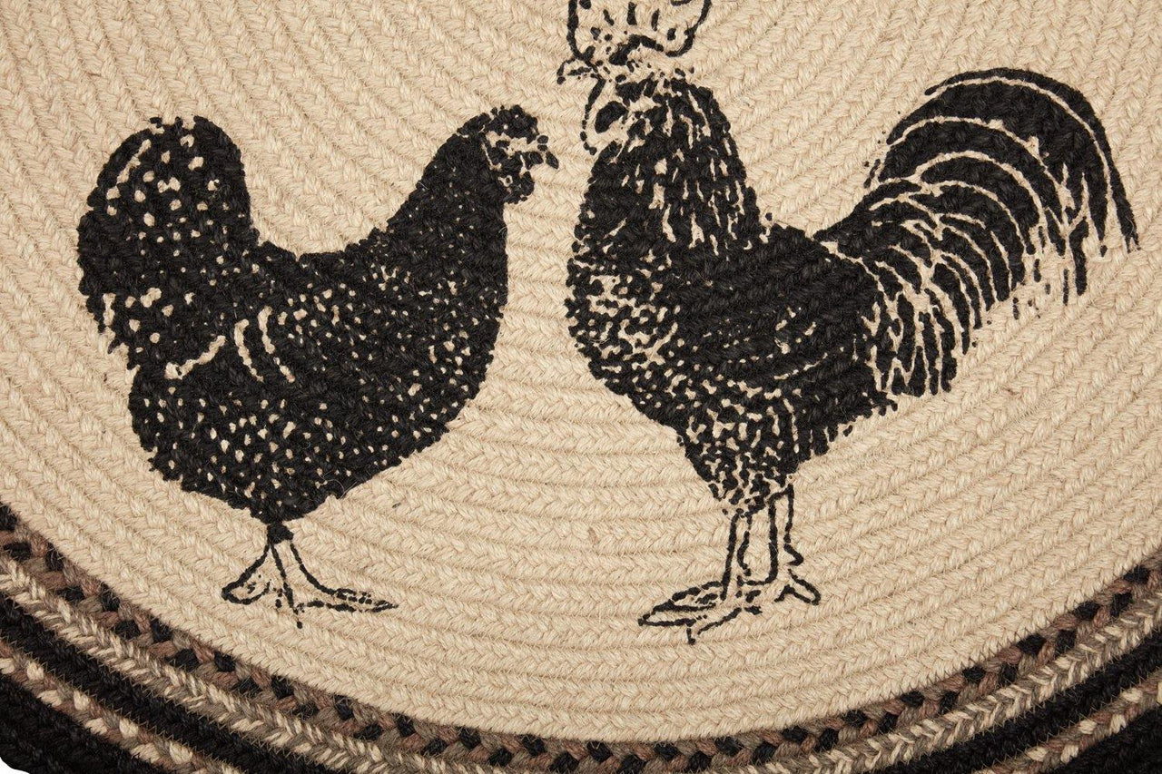 Sawyer Mill Charcoal Poultry Jute Braided Rug Half Circle 16.5"x33" with Rug Pad VHC Brands - The Fox Decor