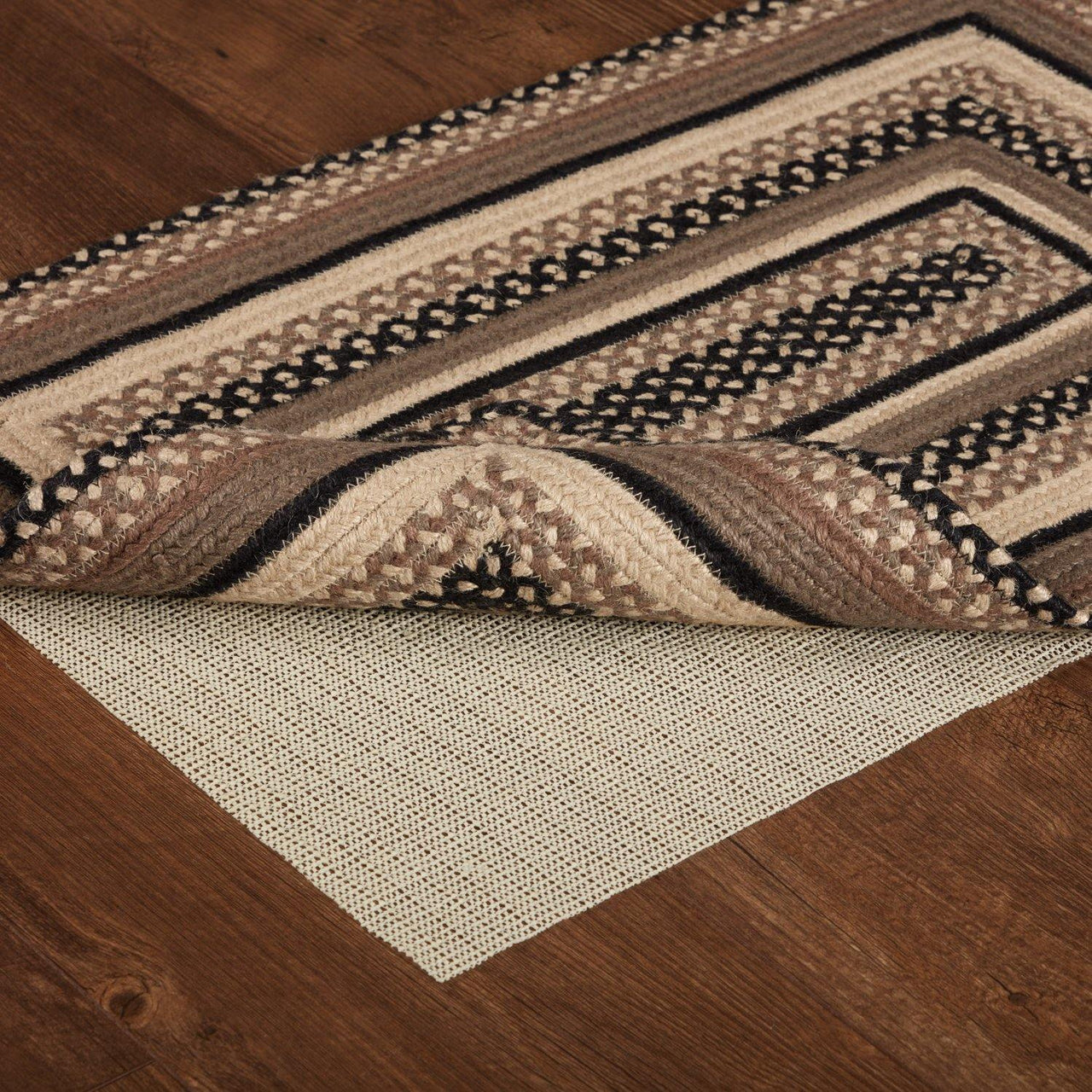 Sawyer Mill Charcoal Jute Braided Rug Rect 20"x30" with Rug Pad VHC Brands - The Fox Decor