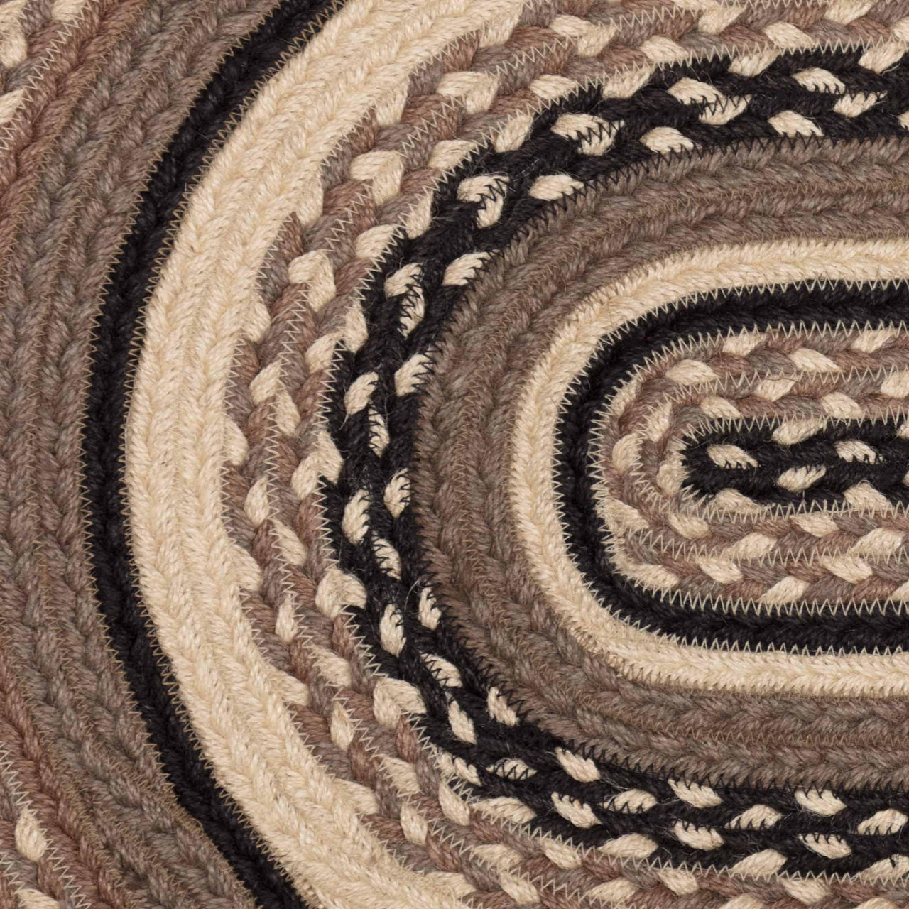 Sawyer Mill Charcoal Jute Braided Rug Oval 20"x30" with Rug Pad VHC Brands - The Fox Decor