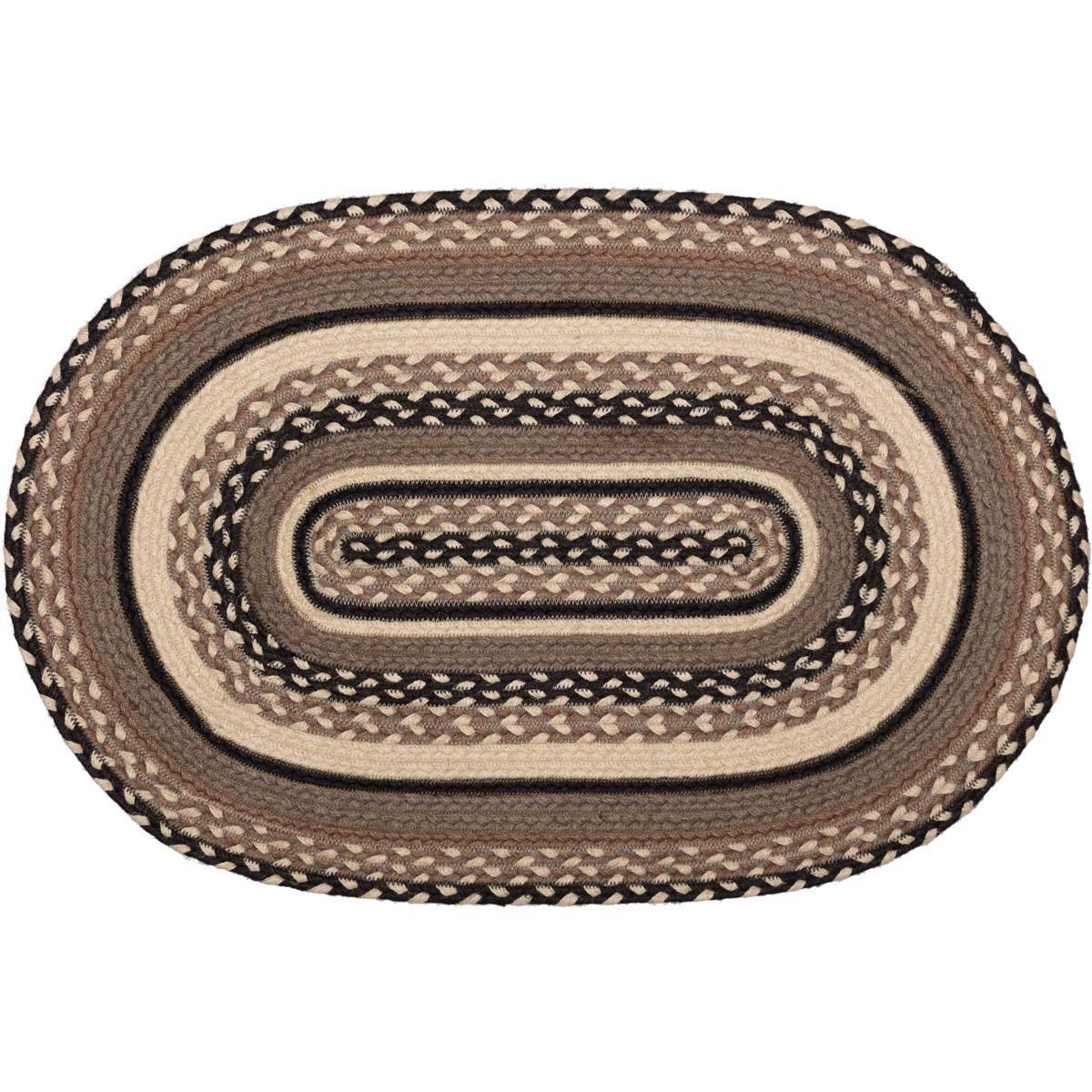 Sawyer Mill Charcoal Jute Braided Rug Oval 20"x30" with Rug Pad VHC Brands - The Fox Decor