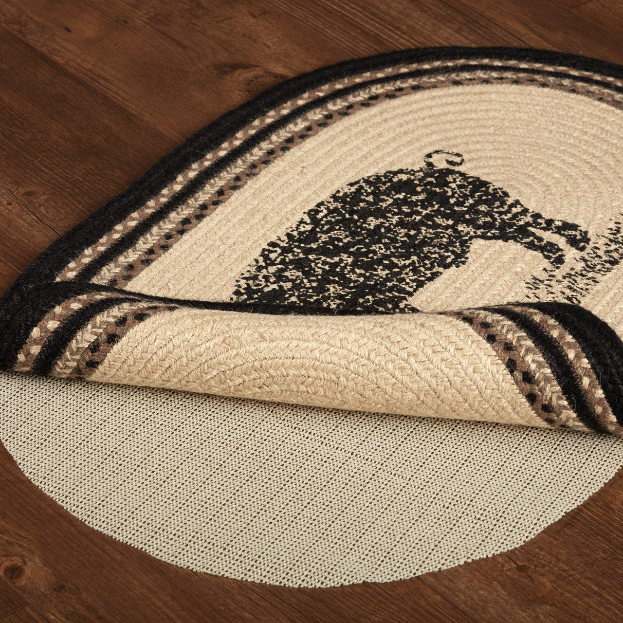 Sawyer Mill Charcoal Pig Jute Braided Rug Oval 20"x30" with Rug Pad VHC Brands - The Fox Decor