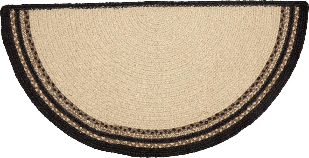 Sawyer Mill Charcoal Cow Jute Braided Rug Half Circle 16.5"x33" with Rug Pad VHC Brands - The Fox Decor
